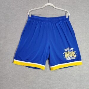 Golden State Warriors Men Basketball‎ Shorts Large Blue Logo Mesh Pockets NBA